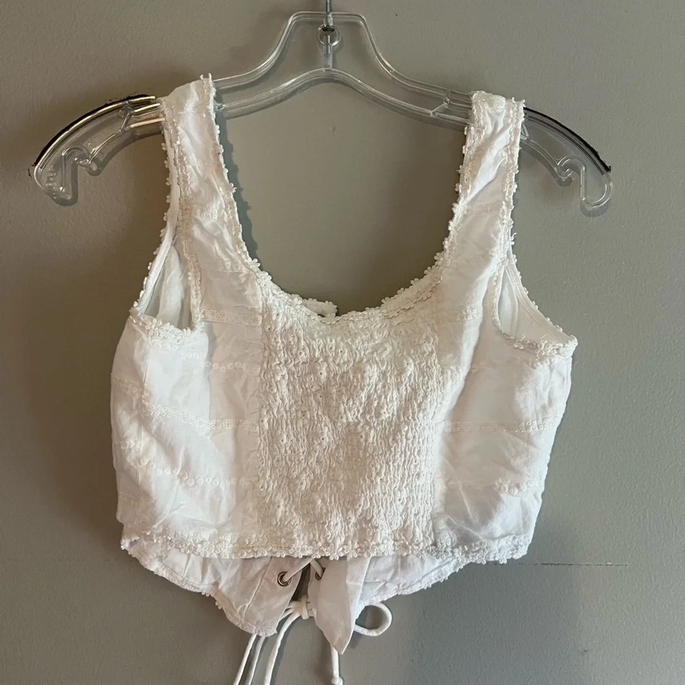 Japna White Corset Top Cotton Lace Up Cottagecore Prairie Coastal Cowgirl Small - Picture 4 of 5